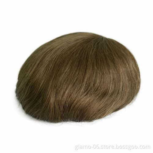 Annione Wholesale Quality French Lace Toupee Virgin Grey Human Hair Afro Custom Mens Hair Pieces Silicone Pu Human Hair Toupee